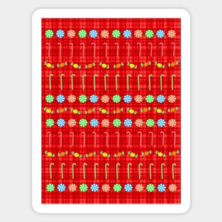 CHRISTMAS Candy On Red Plaid Sticker